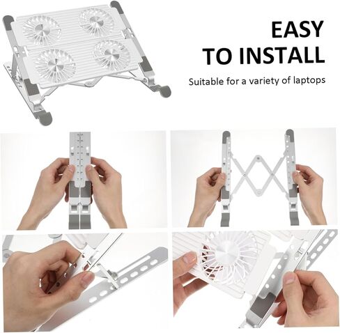 ارتفاع وسادة تبريد الكمبيوتر المحمول هادئ - تصميم حامل الكمبيوتر المحمول بأربعة مراوح للألعاب والعمل in Saudi Arabia