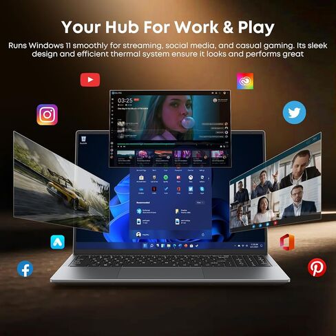 كمبيوتر محمول 16 بوصة، معالج Core i5 (يصل إلى 3.6 جيجا هرتز) ذاكرة الوصول العشوائي 16 جيجا بايت 512 جيجا بايت SSD، Win 11 Pro Office Suite 1920x1200 FHD 16:10 IPS Display Notebook 2.4G&5G WiFi 5 BT5.0 RJ45 HDMI USB3.0 لوحة مفاتيح بإضاءة خلفية in Kuwait