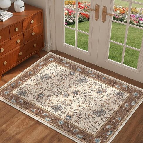 garveehome سجادة عداء قابلة للغسل مقاس 2 × 6، عداء مطبخ زهري غير قابل للانزلاق لممر المدخل ومدخل الغابات الخضراء وحصيرة حمام الغسيل في المزرعة وسجادة رقيقة مقاومة للبقع لغرفة النوم بجانب البساط in Saudi Arabia