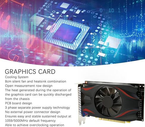 بطاقة رسومات GDDR5 سعة 2 جيجابايت، بطاقة فيديو PCIe 3.0 للألعاب 128 بت مع مبرد مزدوج المروحة لألعاب الكمبيوتر وأجهزة المسرح المنزلي (2G) in Kuwait