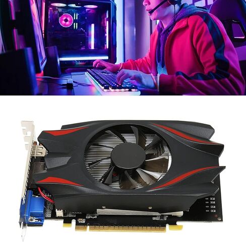 بطاقة رسومات GDDR5 سعة 2 جيجابايت، بطاقة فيديو PCIe 3.0 للألعاب 128 بت مع مبرد مزدوج المروحة لألعاب الكمبيوتر وأجهزة المسرح المنزلي (2G) in Kuwait