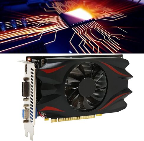 بطاقة رسومات GDDR5 سعة 2 جيجابايت، بطاقة فيديو PCIe 3.0 للألعاب 128 بت مع مبرد مزدوج المروحة لألعاب الكمبيوتر وأجهزة المسرح المنزلي (2G) in Kuwait