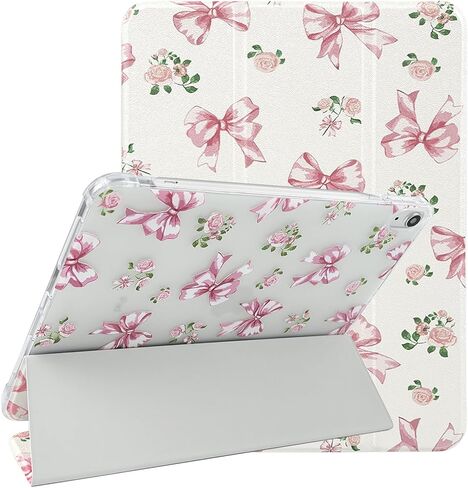 Lovmooful متوافق مع iPad Air 6th 11 بوصة M2 (2024)، iPad Air 5/4 (2022/2020 الجيل الخامس/الرابع 10.9 بوصة) مع حامل قلم رصاص لطيف على شكل زهرة لطيفة من مادة TPU وحامل ثلاثي الطي واقٍ - زهور زرقاء in Kuwait