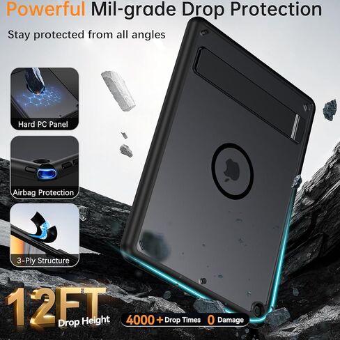 حافظة BENTOBEN لجهاز iPad الجيل التاسع المغناطيسي، حافظة iPad 10.2 2021/2020/2019 مع تصميم مسند، غطاء تابلت نحيف شفاف غير لامع مقاوم للصدمات، غطاء تابلت لطيف للفتيات الصبيان، أسود in Kuwait