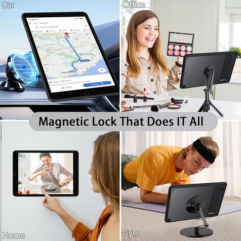 حافظة BENTOBEN لجهاز iPad الجيل التاسع المغناطيسي، حافظة iPad 10.2 2021/2020/2019 مع تصميم مسند، غطاء تابلت نحيف شفاف غير لامع مقاوم للصدمات، غطاء تابلت لطيف للفتيات الصبيان، أسود in Kuwait