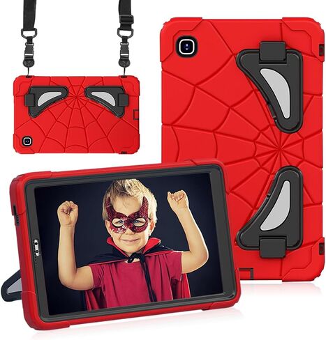 حافظة لجهاز iPad الجيل السادس/الخامس 9.7 بوصة 2018/2017، حافظة متينة كاملة الجسم من السيليكون الناعم اللطيفة للأطفال الأولاد والبنات مع حامل مقبض لجهاز iPad Air 2/Pro 9.7 - أحمر + أسود in Kuwait
