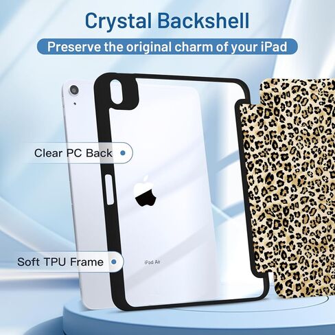 MrARTIST لجهاز iPad Air 11 بوصة حافظة M3/M2 - Air 5th/4th Generation 10.9 بوصة تصميم لطيف للنساء والفتيات Girly Kawaii Aesthetic Kawaii لغطاء Apple Air Tablet مع حامل قلم رصاص، طباعة ليوبارد in Kuwait