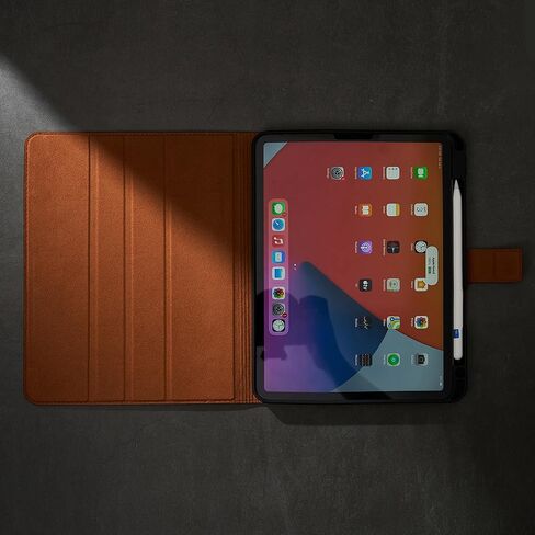 Gexmil Leather Case for iPad Pro 12.9 Inch,6th/5th/4th/3rd Generation 2022/2021/2020/2018 with Pencil Holder Magnetic Buckle,Genuine Leather Folio Cover,Auto Sleep/Wake,Flower Brown in Saudi Arabia