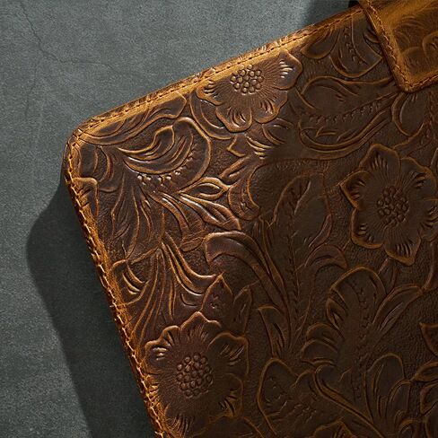 Gexmil Leather Case for iPad Pro 12.9 Inch,6th/5th/4th/3rd Generation 2022/2021/2020/2018 with Pencil Holder Magnetic Buckle,Genuine Leather Folio Cover,Auto Sleep/Wake,Flower Brown in Saudi Arabia