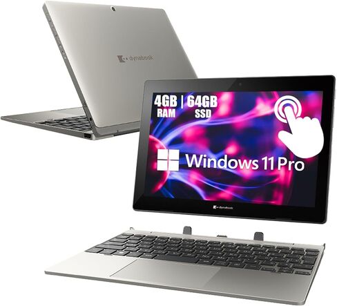 كمبيوتر محمول TOSHIBA Dynabook K50 2 في 1 يعمل باللمس، كمبيوتر لوحي 10.1 بوصة، Intel Celeron N4020، ذاكرة وصول عشوائي 4 جيجابايت، 64 جيجابايت SSD، 2 كاميرا، نوع C، لوحة مفاتيح يابانية، Windows 11 Pro (متجدد) in Kuwait