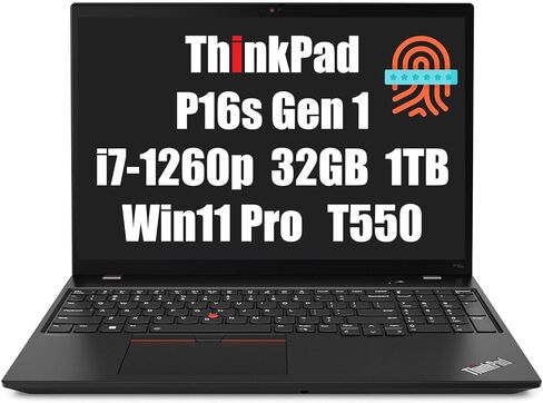 Lenovo ThinkPad P16s Intel i7-1260P 16.0 بوصة WUXGA (1920 x 1200) IPS، مضاد للتوهج، 300 شمعة في المتر المربع، ذاكرة الوصول العشوائي 32 جيجابايت، 1 تيرابايت NVMe SSD؛ NVIDIA T550 4 جيجابايت، قارئ بصمات الأصابع KYB بإضاءة خلفية، Window11 Pro - 2024 محطة عمل in Kuwait