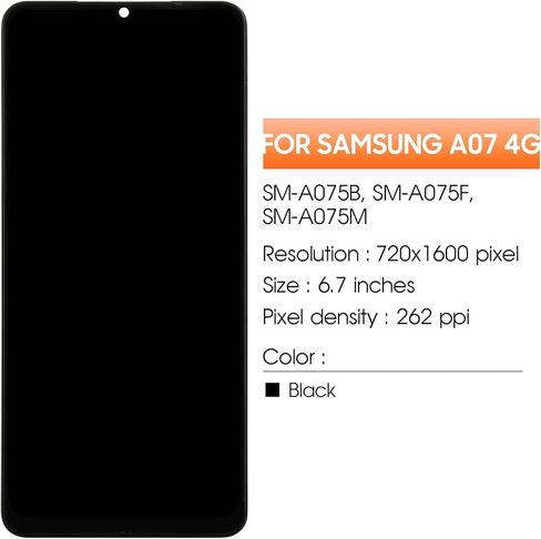 قطع غيار شاشة أصلية لهاتف سامسونج جالاكسي A07 لهاتف سامسونج A07 شاشة LCD SM-A075B SM-A075F SM-A075M قطع غيار مجمعة LCD تعمل باللمس مع إطار in Kuwait