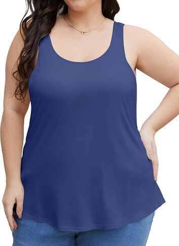 FOREYOND Plus Size Tank Top with Shelf Bra for Women Camisole Tops with Built in Bra Cotton Undershirts 1XL-5XL in Saudi Arabia