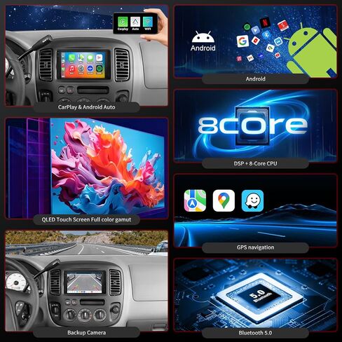 لـ Ford Ranger 1995-2011، Escape 2000-2007 ترقية الراديو، نظام ستيريو CPU 8core شبكة 4G، شاشة QLED تعمل باللمس، Carplay وAndroid Auto، كاميرا احتياطية مجانية in Kuwait