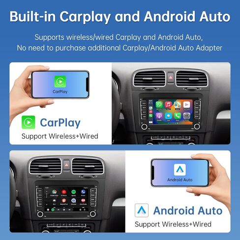 Road Top 7 inch Linux Car Stereo Touchscreen for Volkswagen Golf/Passat/Polo, Car Radio Receiver with Wireless CarPlay/Android Auto/Mirrorlink, for Siri Voice Control/Navigation Multimedia Stereo in Saudi Arabia