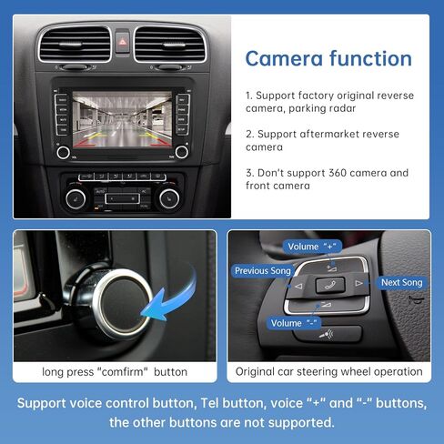 Road Top 7 inch Linux Car Stereo Touchscreen for Volkswagen Golf/Passat/Polo, Car Radio Receiver with Wireless CarPlay/Android Auto/Mirrorlink, for Siri Voice Control/Navigation Multimedia Stereo in Saudi Arabia