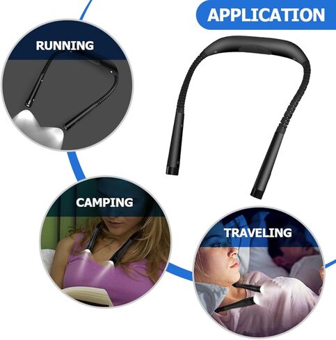 ضوء قراءة للرقبة قابل لإعادة الشحن عبر USB، مصباح كتاب LED ناعم قابل للتعديل مع حماية للعين للقراءة المسائية بدون استخدام اليدين والجري في الهواء الطلق in Kuwait