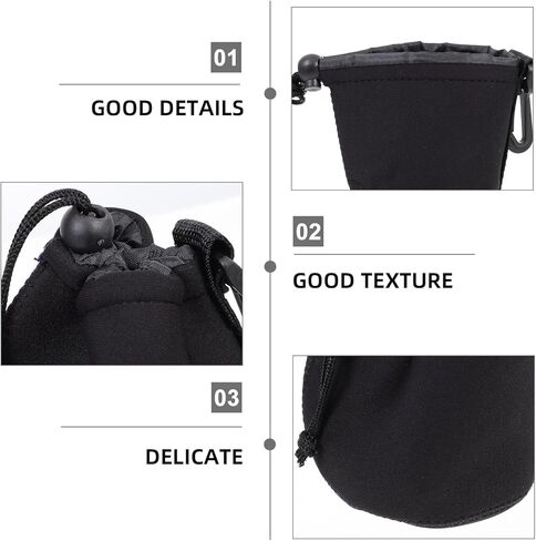4Pcs Waterproof Camera Lens Storage Bag Set with Drawstring Portable Elastic Lens Pouch for DSLR Travel Protective Case in Saudi Arabia