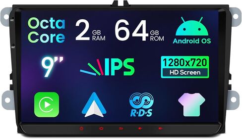 ستيريو سيارة XTRONS Android لمقعد فولكس فاجن سكودا، وحدة رأسية تعمل باللمس IPS مقاس 9 بوصات مع نظام تحديد المواقع العالمي (GPS)، وDSP مدمج، وبلوتوث، وCarPlay اللاسلكي وAndroid Auto، وذاكرة الوصول العشوائي (RAM) سعة 2 جيجابايت + مساحة تخزين 64 جيجابايت in Kuwait