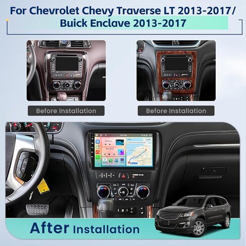 [8Core 4+64GB] راديو سيارة Android 15 لسيارة شيفروليه تشيفي ترافيرس LT 2013-2017/Buick Enclave 2013-2017 مع Carplay Android Auto، شاشة لمس عالية الدقة 9 بوصة مع نظام تحديد المواقع واي فاي بلوتوث FM/RDS SWC in Kuwait