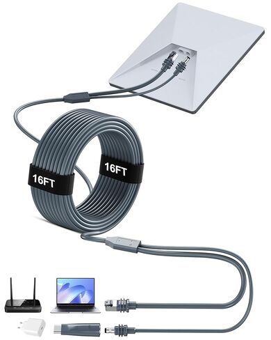 كابل Starlink Mini Ethernet 2 في 1 بطول 16.4FT/5M، سلك طاقة شحن DC/USB C + ملحقات كابل Starlink Mini بديل RJ45 in Kuwait