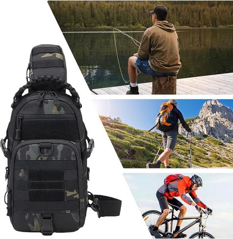 WeeDee Tactical Backpack Sling Bag for Men - Small Backpack Men for Fishing, Hiking - Cross Body Bag Military Shoulder Pack Mens Sling Bag - Durable Man Bag for Outdoor Adventure in Saudi Arabia