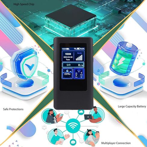 واي فاي محمول 5G، راوتر سفر لاسلكي مع شاشة عرض وفتحة بطاقة، نطاق مزدوج 2.4 جيجا هرتز 5 جيجا هرتز، سرعة تنزيل سريعة 1200 ميجا بايت في الثانية، بطارية مدمجة 4200 مللي أمبير في الساعة، للسفر في العمل المنزلي in Kuwait