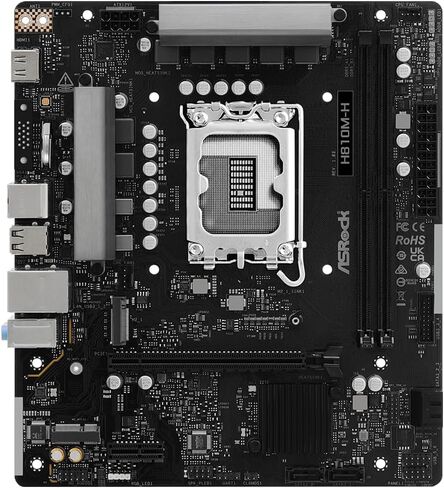 اللوحة الأم ASRock H810M-H LGA1851 Micro-ATX، تدعم معالجات Intel Core Ultra Series 2، DDR5 6400، PCIe 4.0، Gigabit LAN، Hyper M.2، SATA3، HDMI in Kuwait