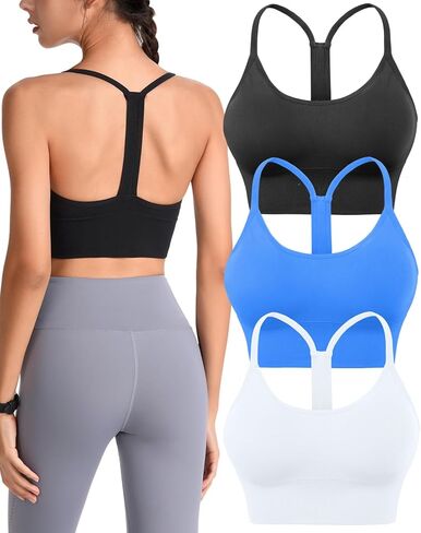 حمالات صدر رياضية Evercute Racerback مبطنة على شكل Y Racer Back مقصوصة لليوجا وتمارين اللياقة البدنية ذات تأثير منخفض in Kuwait