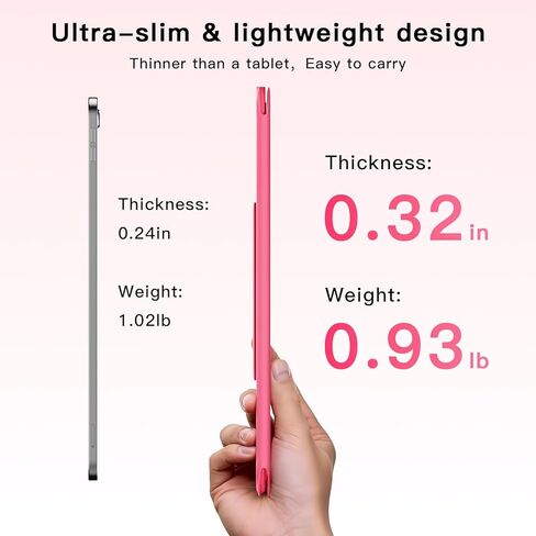 Keyboard Case for iPad Air 11 inch (M3-2025, M2-2024), Ultra-Slim & Lightweight, Magnetic Detachable Rechargeable Smart Folio for Air 11 M3/M2 & iPad Air 5/4 10.9", Pink in Saudi Arabia