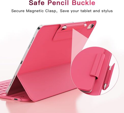 Keyboard Case for iPad Air 11 inch (M3-2025, M2-2024), Ultra-Slim & Lightweight, Magnetic Detachable Rechargeable Smart Folio for Air 11 M3/M2 & iPad Air 5/4 10.9", Pink in Saudi Arabia