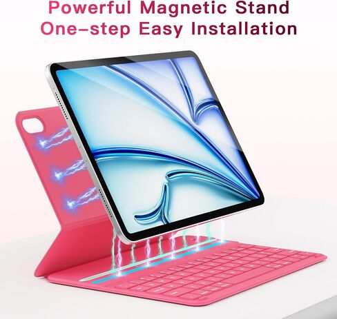 Keyboard Case for iPad Air 11 inch (M3-2025, M2-2024), Ultra-Slim & Lightweight, Magnetic Detachable Rechargeable Smart Folio for Air 11 M3/M2 & iPad Air 5/4 10.9", Pink in Saudi Arabia