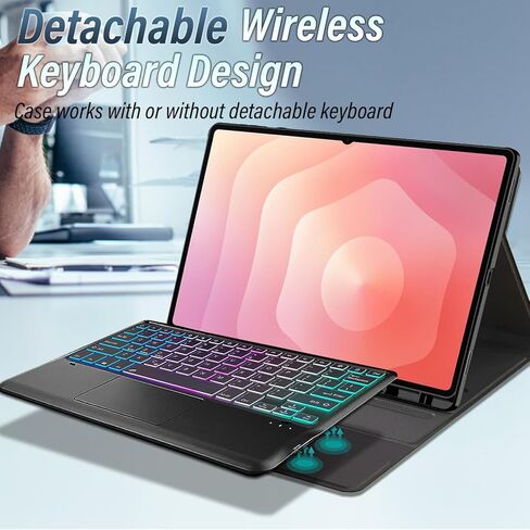 Touchpad Keyboard Case for Samsung Galaxy Tab S11 Ultra (14.6-inch) 2025, 3-Zone Backlight Detachable Wireless Trackpad Keyboard with PU Premium Folio Case for 14.6" Galaxy Tab S11 Ultra 2025 in Saudi Arabia