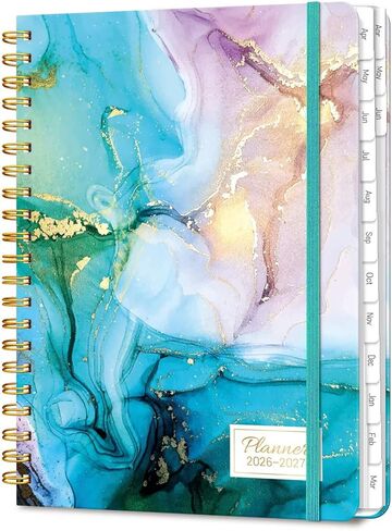 Lonely Oak Academic Planner 2025-2026 ، مخطط التقويم الأسبوعي والشهري 6.18 "× 8.5" مع علامات التبويب وجدول أعمال SPORAL SELAY A5 من يوليو 2025 إلى يونيو 2026 للطالب والمعلم (الرخام السماوي) in Saudi Arabia