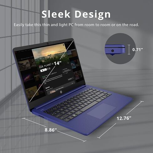 كمبيوتر محمول HP Stream 14 بوصة Micro-Edge HD يعمل باللمس، Intel Celeron N4020، ذاكرة الوصول العشوائي 8 جيجابايت، 64 جيجابايت eMMC، Wi-Fi 5، بلوتوث، Windows 11، أزرق (متجدد) in Kuwait