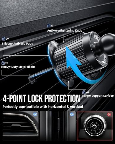 Delobon Phone Holders for Your Car [One-Button Release] Car Phone Mount 360° Adjustable Vent Cell Phone Holder for iPhone 17 Pro Max 16 15 Samsung S25 S24 in Kuwait