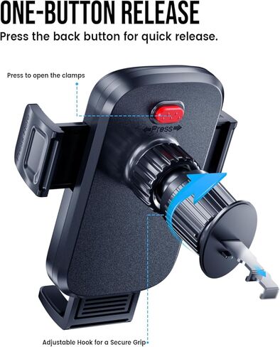 Delobon Phone Holders for Your Car [One-Button Release] Car Phone Mount 360° Adjustable Vent Cell Phone Holder for iPhone 17 Pro Max 16 15 Samsung S25 S24 in Kuwait