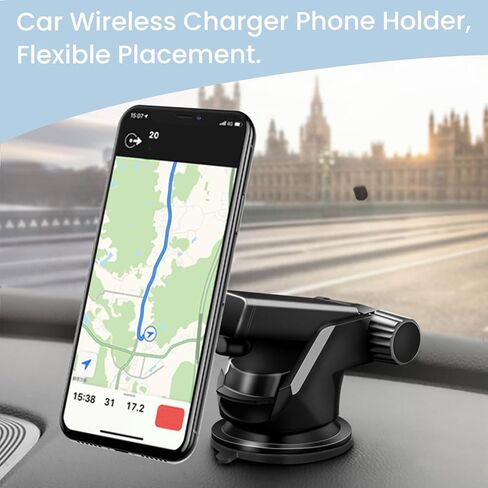 15W Car Mount Charger Compatible with MagSafe, Magnetic Wireless Car Charger Compatible with iPhone 17 Pro Max Accessories, for Your Car Charger (Windshield/Vent/Dash) in Saudi Arabia