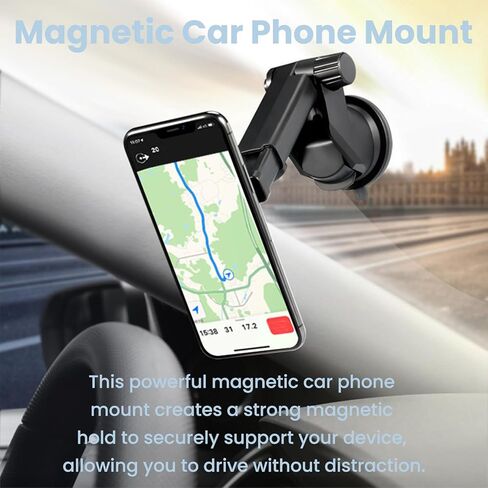 15W Car Mount Charger Compatible with MagSafe, Magnetic Wireless Car Charger Compatible with iPhone 17 Pro Max Accessories, for Your Car Charger (Windshield/Vent/Dash) in Saudi Arabia