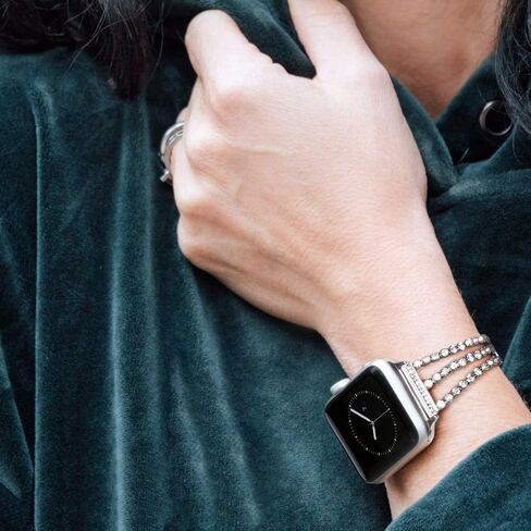 Exquisite Bands Compatible with Apple Watch Band 38mm 40mm 41mm 42mm(Series 10) iWatch SE Series 10/9/8/7/6/5/4/3/2/1,Metal Bracelets with Sparkling Rhinestones for Women in Saudi Arabia