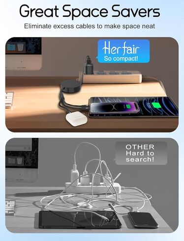 Multi Charging Cable 3 in 1 Retractable Car Charger Cord with Upgraded L+Dual USB-C Connector for iPhone 17 16 15 14 Pro Max/Samsung Galaxy S25/PS5, All Type-C Devices in Saudi Arabia