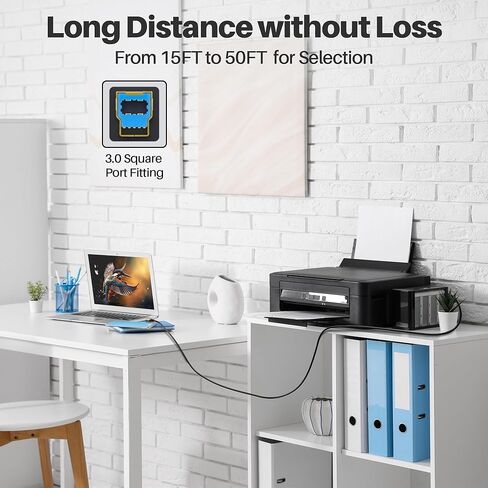 Extra Long USB 3.0 A to USB B Cable 20FT, 5Gbps High Speed, Type 3.0 B Connector Printer Cord for Docking Station, Scanner, Monitor, External Hard Drivers and More Devices in Saudi Arabia