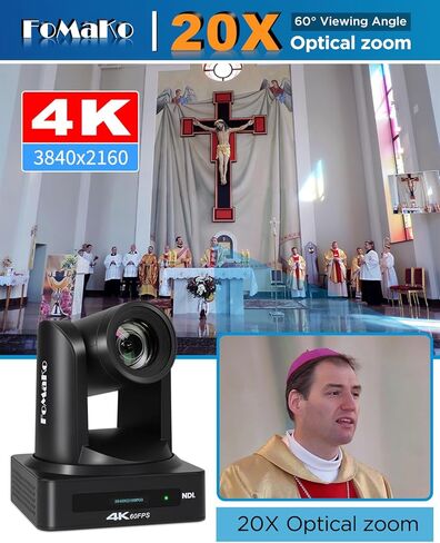 FoMaKo 4K NDI PTZ Camera, Support NDI HX3 4K 60fps Video Output, 20x Optical Zoom,KC608N PTZ Controller for Church Worship Live Services Live Studio(K800NX2+KC608N) in Saudi Arabia