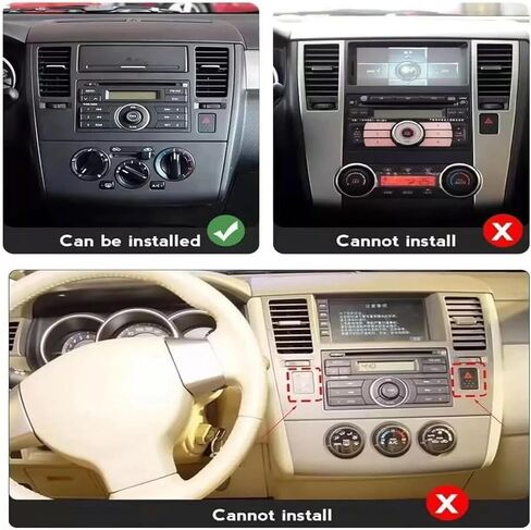 9 Inch Double Din Car Stereo for Nissan Versa MK1 2007-2011 Android 14 IPS Touchscreen Car Radio w/Wireless Carplay Android Auto GPS Navigation Bluetooth WiFi SWC AHD Mirror Link Backup Camera, 2+32G in Kuwait