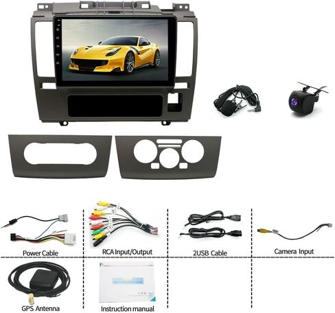 9 Inch Double Din Car Stereo for Nissan Versa MK1 2007-2011 Android 14 IPS Touchscreen Car Radio w/Wireless Carplay Android Auto GPS Navigation Bluetooth WiFi SWC AHD Mirror Link Backup Camera, 2+32G in Kuwait