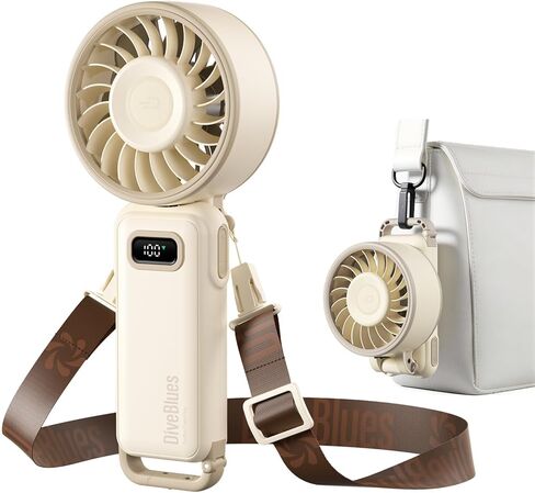 Diveblues Portable Turbo Fan, 7.4m/s High Speed Handheld Fan, 180° Foldable 4-in-1 Personal Neck Fan with Carabiner Clip, 100 Speed Stepless Control, USB-C Rechargeable for Travel, Makeup Hot Flashes in Saudi Arabia