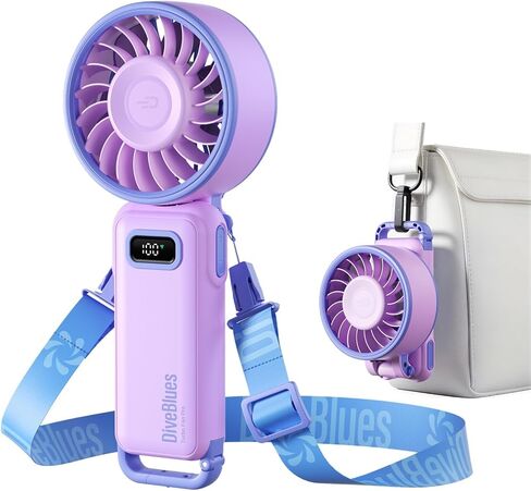 Diveblues Portable Turbo Fan, 7.4m/s High Speed Handheld Fan, 180° Foldable 4-in-1 Personal Neck Fan with Carabiner Clip, 100 Speed Stepless Control, USB-C Rechargeable for Travel, Makeup Hot Flashes in Saudi Arabia