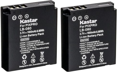 عبوة بديلة لبطارية Kodak LB-080 NCA-K/102 من Kastar، كاميرا Kodak PIXPRO SP1، PIXPRO SP1 HD، PlaySport Zx5، SP1-YL3، PIXPRO SP360، PIXPRO SP360 4K، PIXPRO ORBIT360 4K in Kuwait