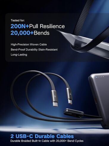 شاحن محمول TORRAS AirVolt، بنك طاقة 0.5 بوصة فائق النحافة 10000 مللي أمبير في الساعة، حزمة بطارية هاتف شحن سريع 22.5 وات مع كابلين USB-C، أساسيات السفر لهاتف iPhone 17 Pro Max/17/16/15، Samsung، Google in Saudi Arabia