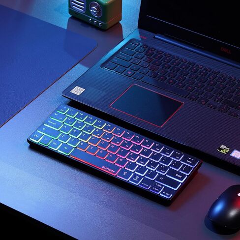 SurnQiee 64 مفتاح USB لوحة مفاتيح مكتبية سلكية بإضاءة خلفية 3 ألوان لوحة مفاتيح نحيفة 60% متوافقة مع أجهزة الكمبيوتر الشخصية والكمبيوتر المحمول ونوافذ سطح المكتب in Kuwait